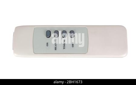 Electronic remote control fan heater and air conditioning isolated on white background Stock Photo