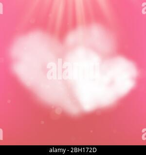 Clouds in heart shape on clear pink sky for Happy valentines day or wedding concept and copy space. EPS 10 Stock Vector
