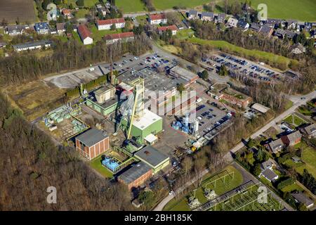 Conveyors and mining pits at the headframe Prosper 9 of coal mine Prosper-Haniel in Bottrop, 09.03.2016, aerial view, Germany, North Rhine-Westphalia, Ruhr Area, Bottrop Stock Photo