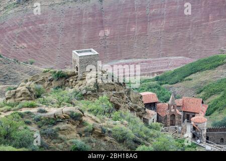 David Gareja, a rock-hewn Georgian Orthodox monastery complex located in the Kakheti region on half-desert slopes of Mount Gareja, Georgia Stock Photo