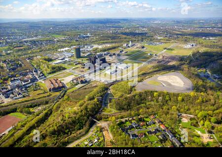 Technical equipment and production facilities on the former blast furnace site Phoenix-West in Hoerde, 18.04.2016, aerial view, Germany, North Rhine-Westphalia, Ruhr Area, Dortmund Stock Photo