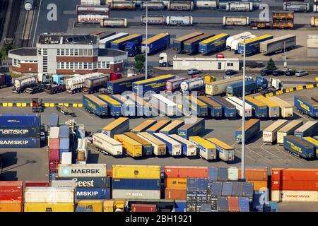 Container Terminal in the port Duisport in Duisburg, 09.06.2016, aerial view, Germany, North Rhine-Westphalia, Ruhr Area, Duisburg Stock Photo