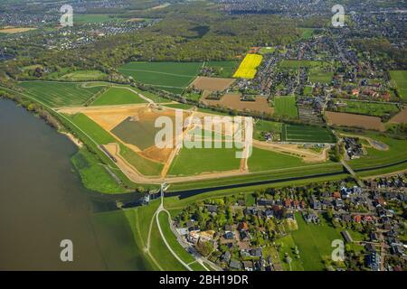 nature reserve Rheinaue Walsum und Emschermuendung im Ortsteil Stapp, 20.04.2016, aerial view, Germany, North Rhine-Westphalia, Ruhr Area, Duisburg Stock Photo