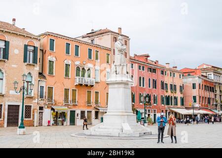 Monumento Niccolo Tommaseo, Campo Santo Stefano, San Marco, Venice, Italy Stock Photo