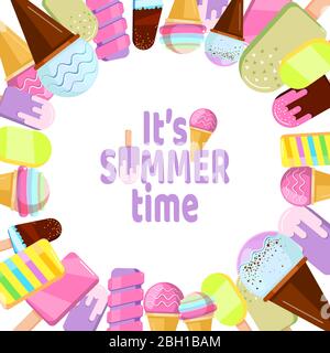 it is summer time banner - background with ice cream. Vector illustration Stock Vector