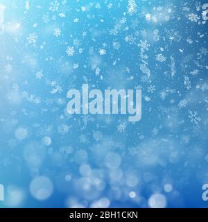 Lights on blue background with Christmas snowflakes bokeh effect. EPS 10 Stock Vector