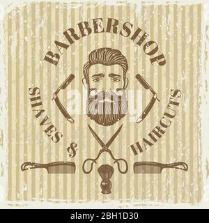 Barber shop vintage poster. Grunge style vintage barbershop banner. Vector illustration Stock Vector