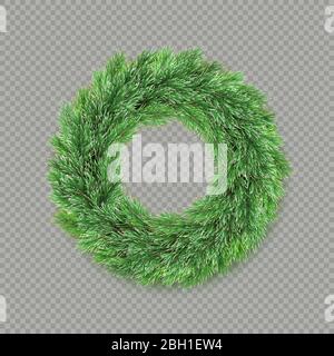 Christmas wreath decoration isolated on transparent background. EPS 10 Stock Vector