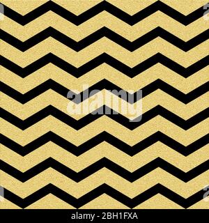 Gold glittering chevron wave seamless pattern. Classic zigzag template. EPS 10 Stock Vector