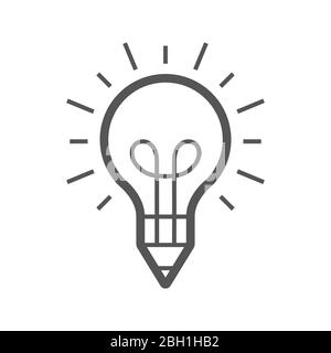 Light bulb and pencil logo template. Creative idea vector design. Smart writer logotype. EPS 10 Stock Vector