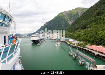 Grand Princess cruise ship docked in an Alaskan port Stock Photo