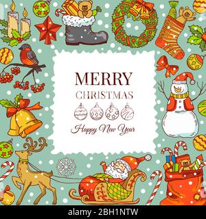Christmas background pictures. Vector illustrations for holiday. Frame with place for your text. Christmas holiday card, new year and merry xmas Stock Vector