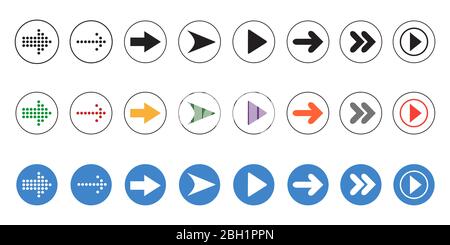 Arrows icons set on white background. Vector illustration Stock Photo