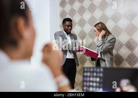 Colleagues having a meeting in office Stock Photo