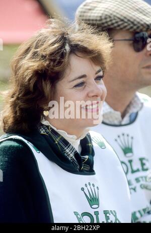 Lady Jane Meriel Grosvenor - Duchess of Roxburghe during a charity clay pigeon shoot in Chester, England July 1988. Stock Photo
