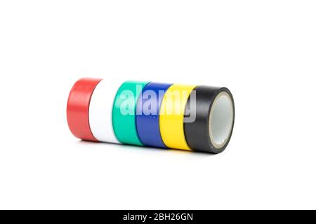 Multicolored duct tape in small rolls for design and repair, concept differences Stock Photo