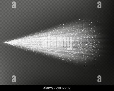 Airy water hazy mist of atomizer. Fog sprayer cosmetic effect isolated on dark transparent background. EPS 10 Stock Vector