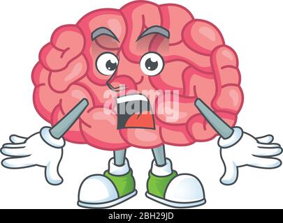 A cartoon design of brain showing an amazed gesture Stock Vector