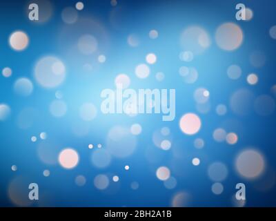 Abstract warm bokeh effect on blue background. Gold glitter lights. EPS 10 Stock Vector
