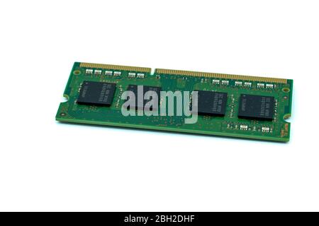 A stick of RAM for a PC or computer isolated on a white background Stock Photo