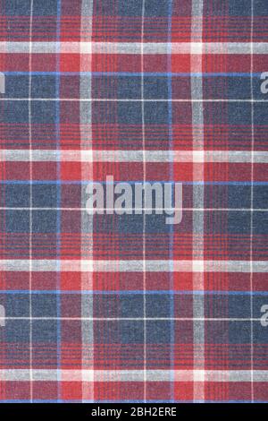 Red dark blue checkered shirt cloth background. High resolution photo. Full depth of field. Stock Photo