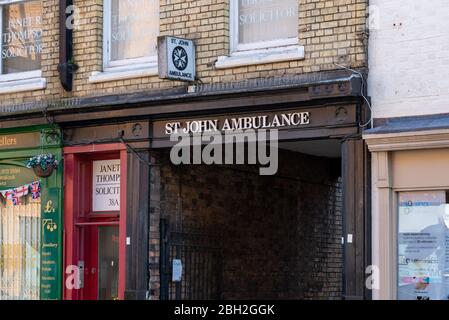 St John Ambulance station in Peterborough city centre Stock Photo