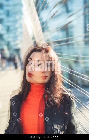 Double exposure of beautiful woman Stock Photo