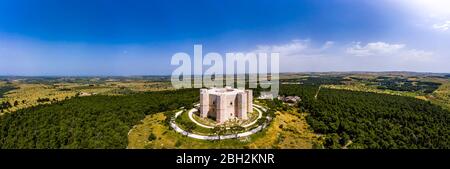 Italy, Province of Barletta-Andria-Trani, Andria, Helicopter view of Castel del Monte in summer Stock Photo