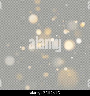 Effect of bokeh circles isolated on transparent background. Christmas glowing warm orange glitter element that can be used. EPS 10 Stock Vector
