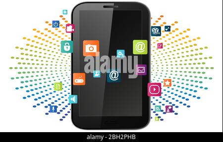 various applications for mobile devices on abstract background Stock Vector