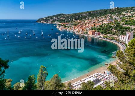 French Reviera, Villefranche sur Mer, panorama | Suedfrankreich, Villefranche sur Mer, Badebucht , Altstadt Stock Photo