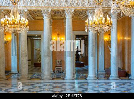 Rome, Italy - August 20, 2017:  Villa Torlonia, the columns and decorations of the Ballroom Stock Photo