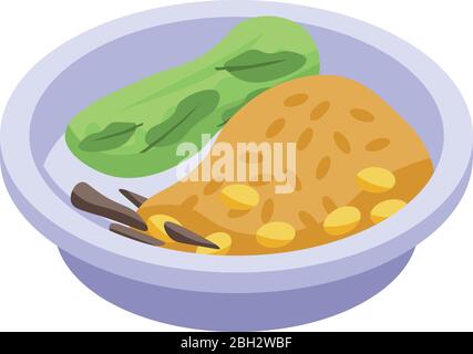 Delicious thai food icon, isometric style Stock Vector