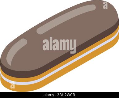 French eclair icon, isometric style Stock Vector