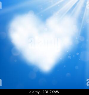 Heart shaped cloud in the blue sky. EPS 10 Stock Vector
