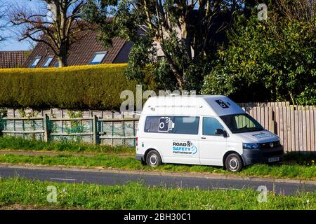 20 April 2010 A Road Safety Partnership vehicle actively monitoring traffic speed in The Circular Road in Bangor County Down Northern Ireland on a sun Stock Photo