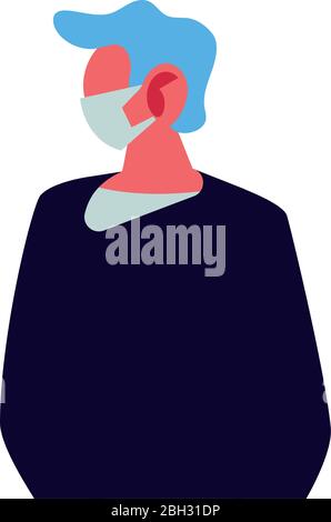 young man using face mask vector illustration design Stock Vector