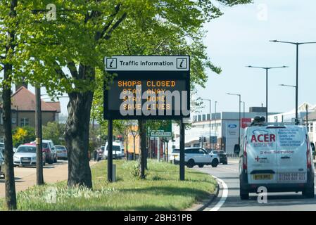 Electronic traffic sign in Southend-on-Sea displays COVID-19 safety ...