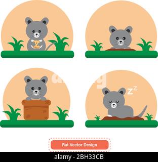 Rat or Mouse Vector for icon templates or presentation background. Mouse icon for pet shop logo. Able to use for website or mobile apps icon Stock Vector