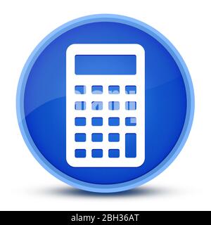 Calculator icon isolated on special blue round button abstract illustration Stock Photo