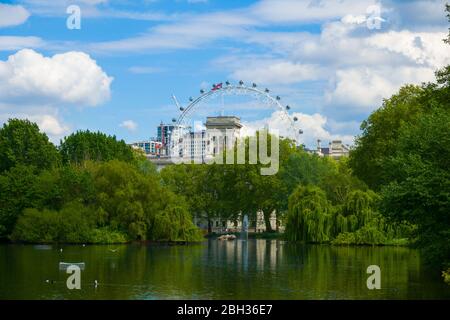 The Eye from St. James Park Westminster London England United Kingdom Capital River Thames UK Europe EU Stock Photo