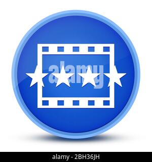 Movie reviews icon isolated on special blue round button abstract illustration Stock Photo