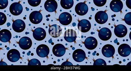 Berries pattern. black ripe currants. Vector illustration. Design of children's textiles.. Stock Vector