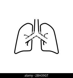 Human lungs sign. Simple line vector icon. Internal human organ. Stock Photo