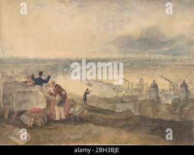 View of London from Greenwich, 1825. Stock Photo