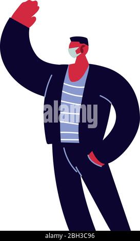 young man using face mask vector illustration design Stock Vector