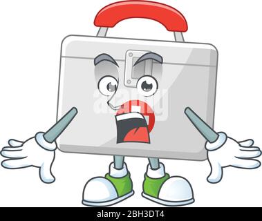 A cartoon design of first aid kit showing an amazed gesture Stock Vector