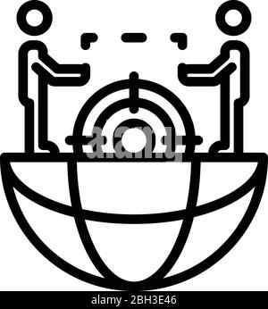Global headhunter cooperation icon, outline style Stock Vector