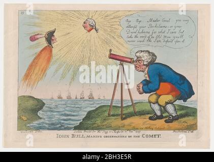John Bull Making Observations on the Comet, November 10, 1807. Stock Photo