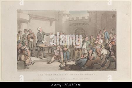 The Vicar Preaching to the Prisoners, from &quot;The Vicar of Wakefield&quot;, May 1, 1817. Stock Photo